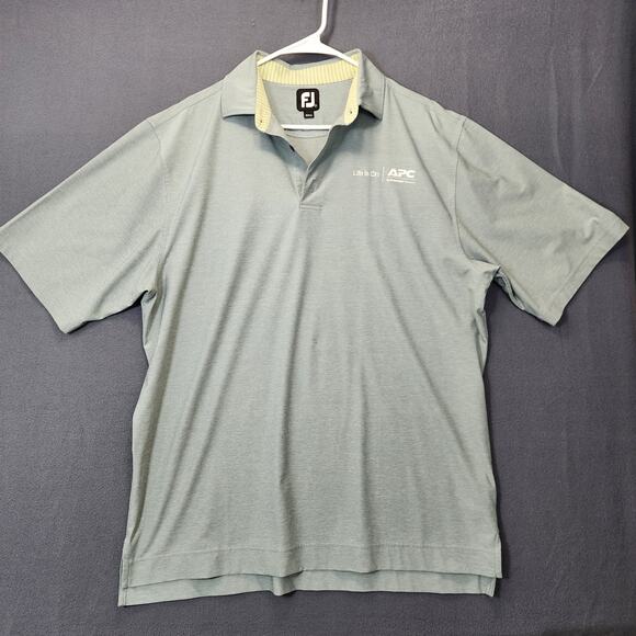 Footjoy Mens Golf Polo Shirt Large Green Performance APC Life Is On Athleisure - Picture 1 of 13